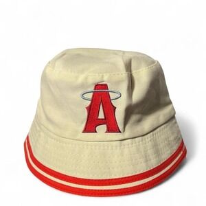 Los Angeles Angels Yakult Reversible Bucket Hat Red Cream MLB Hat
